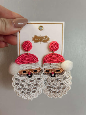 Pinky Santa Earrings