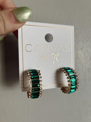 Emerald Hoop Earrings