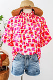 Buttoned back high neck blouse