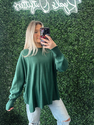 Astrid Ribbed Green Sweater