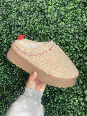 Sherpa platform slipper - oatmeal