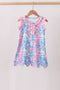 Honeydew-Watercolor floral ruffle scalloped dress