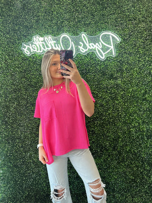 NEON HOT PINK corded top