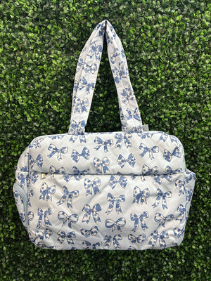 Coquette Bow Blue Puffer Bag