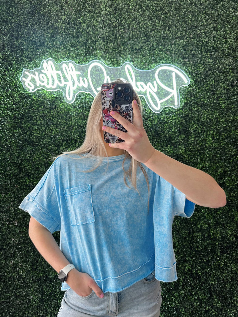 Sky Blue Acid Washed Tee