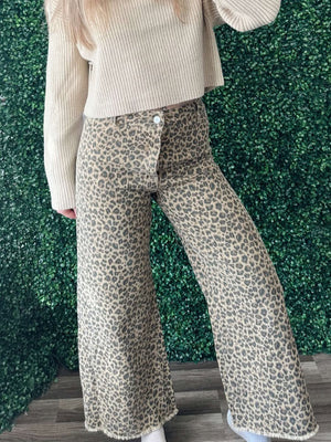 Leopard Wide Leg Denim pants