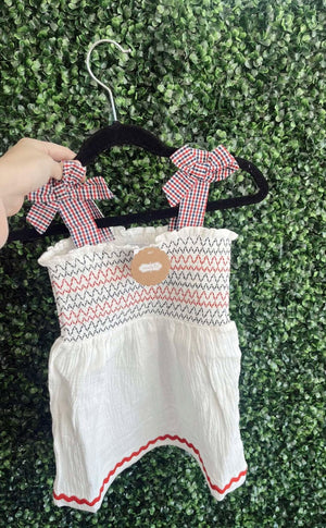 White Smocked Fourth of July Dress