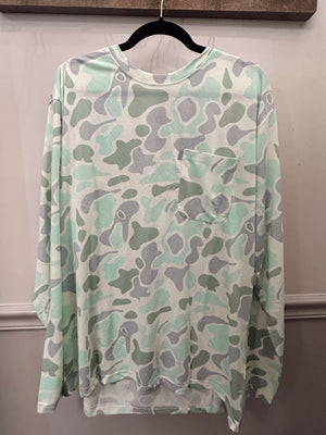 Mens Long Sleeve Camo Crew