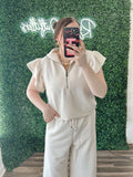 Beige Ruffle Pants Set