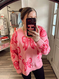 Pink Bow Pattern Sweater