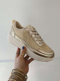 Knit Platform Sneakers / Gold