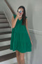 Solid Color V Neck Ruffle Tiered Mini Dress