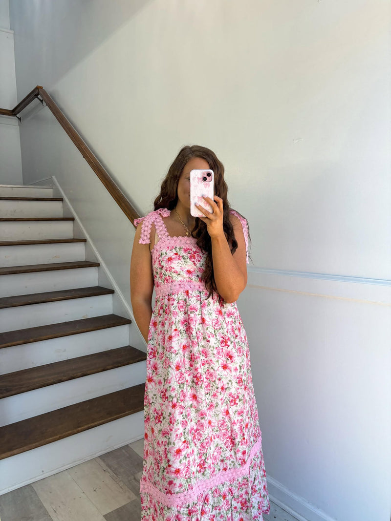 Floral Lace Bow Maxi