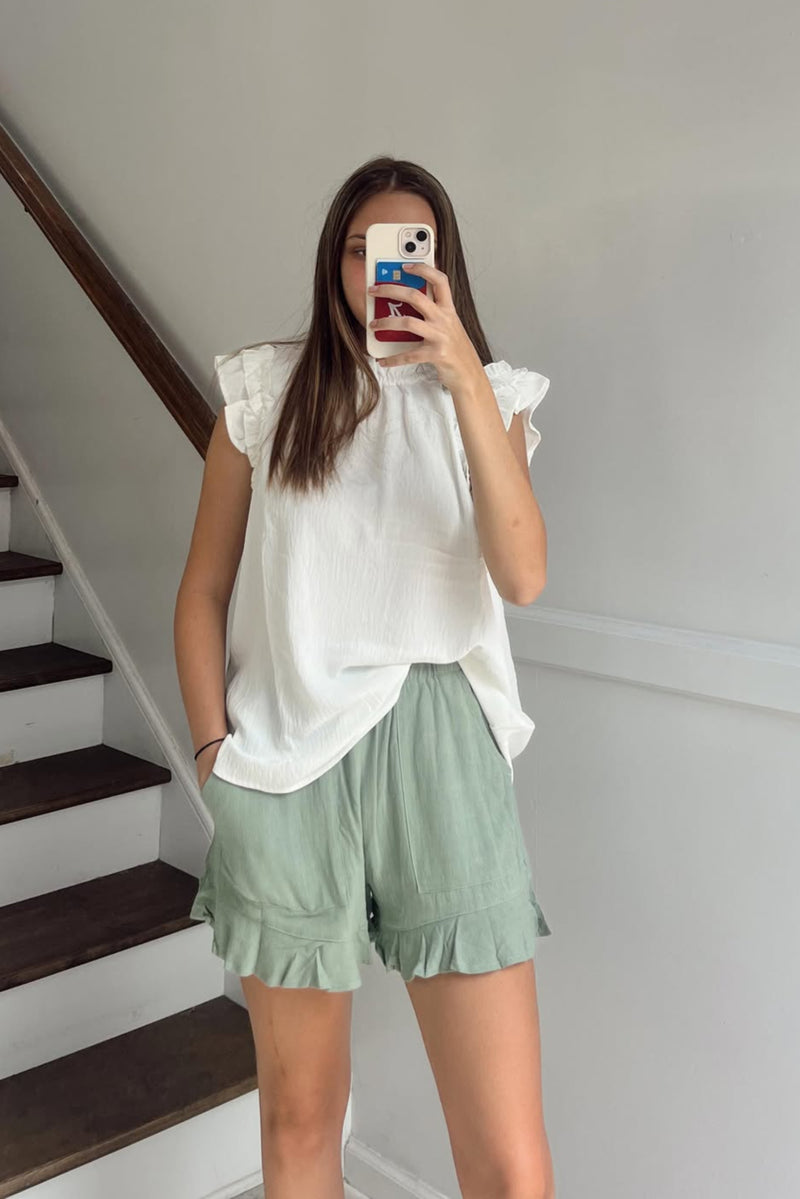 Sage Green Linen Shorts