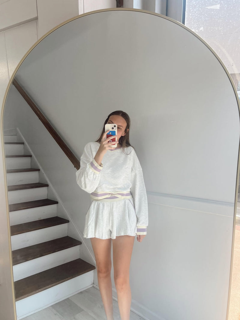 Gray Cropped Shorts Sweat Set