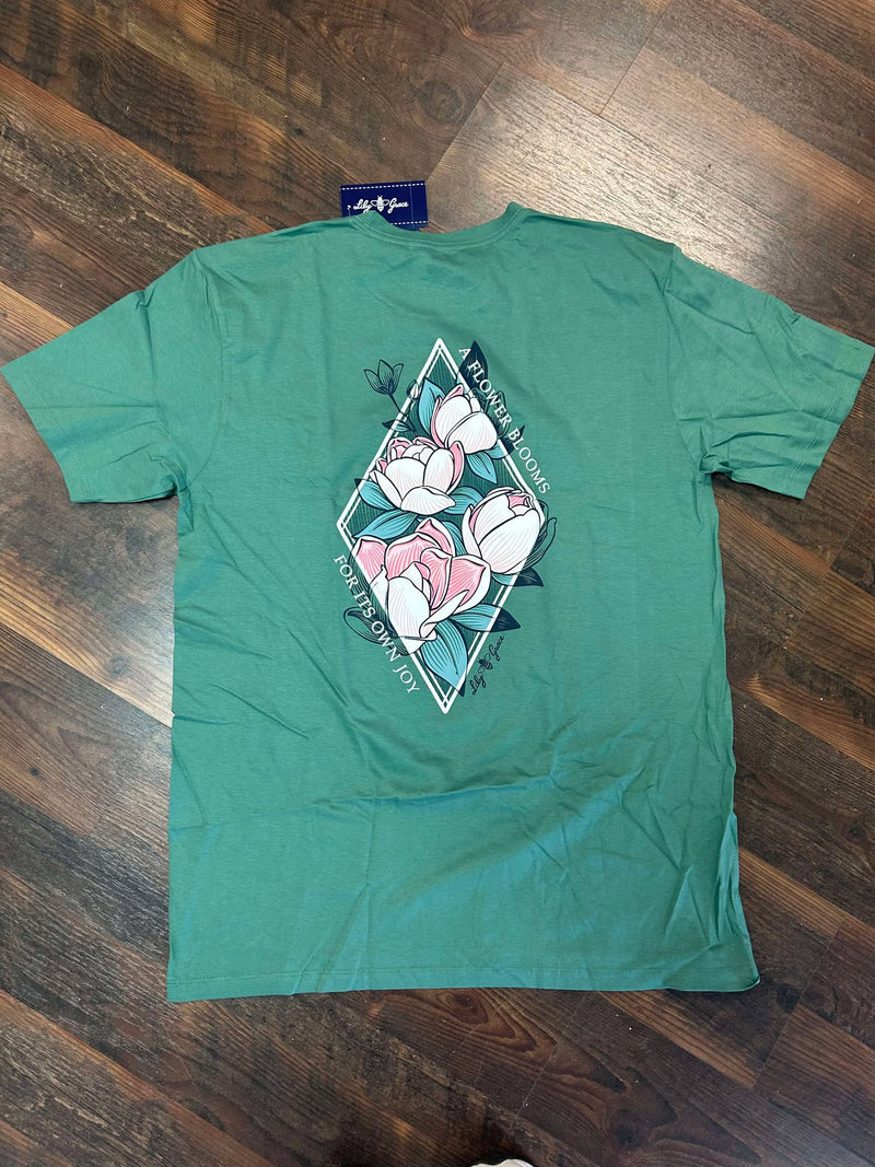 A flower blooms tee