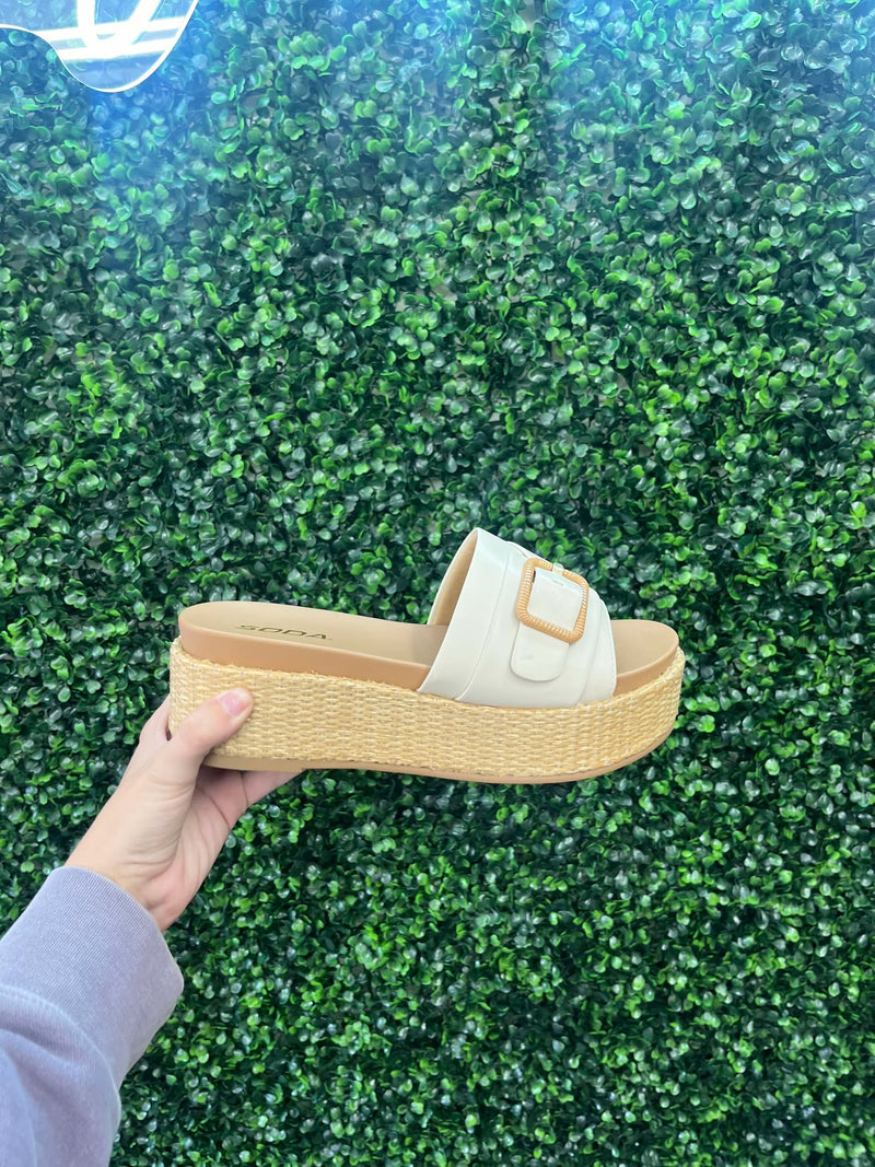 Buckle Strap Platform Slip Ons