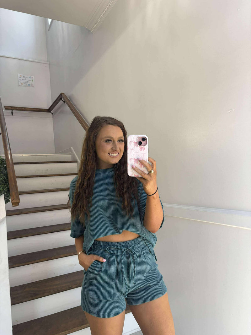 Teal Ribbed Set