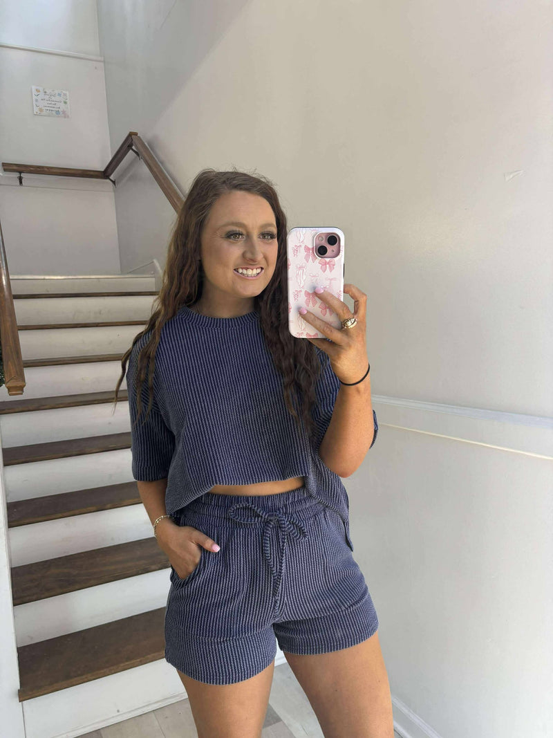 Navy Ribbed Set