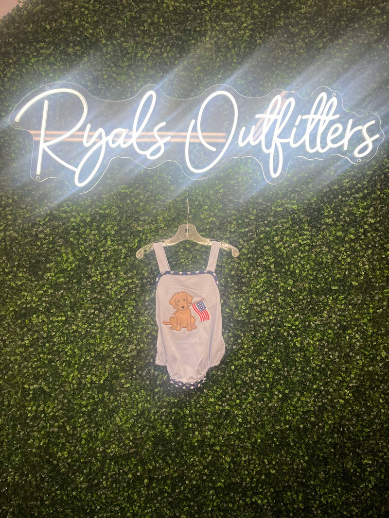 Baby Boy Patriotic Dog Bubble Outfit