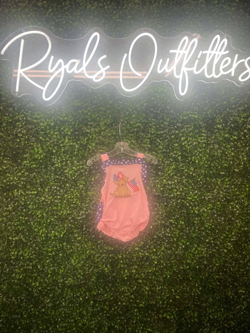 Baby Girl Patriotic Dog Bubble Outfit