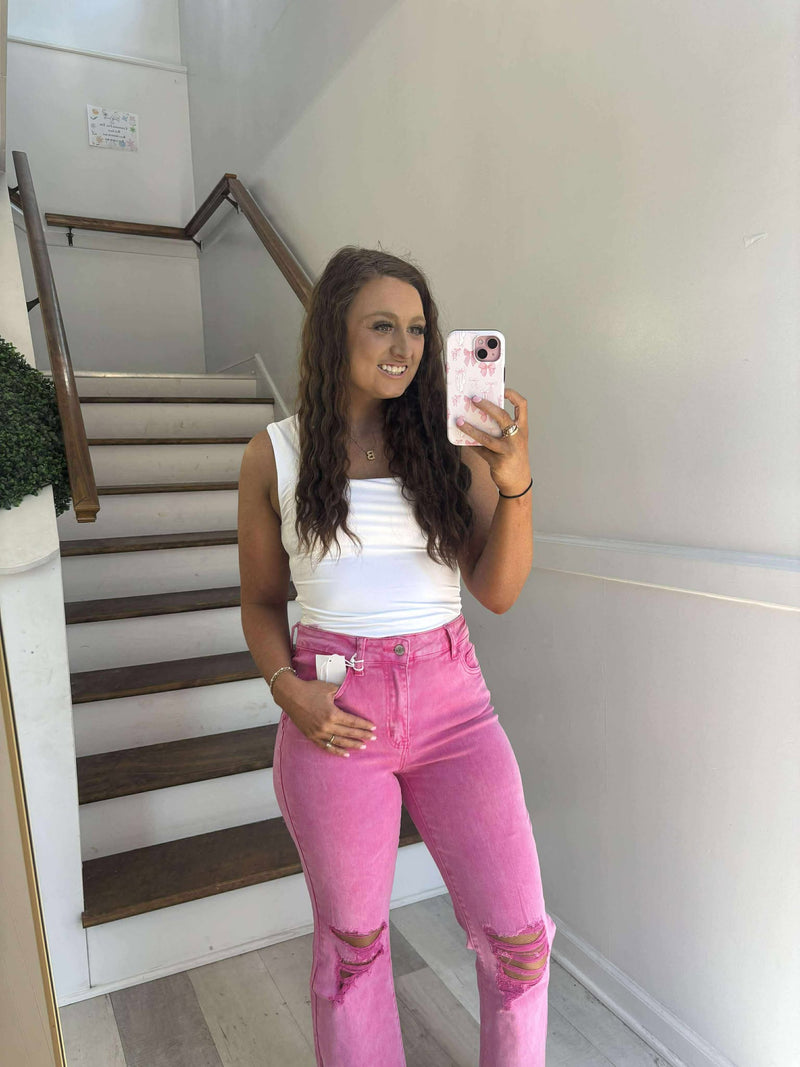 Hot Pink Ripped Pants