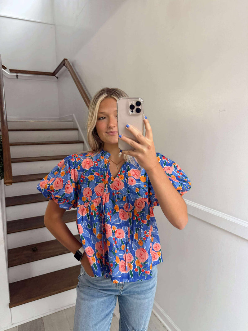 Floral Puff Sleeve Blouse