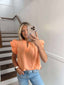 Salmon ruffly shoulder top