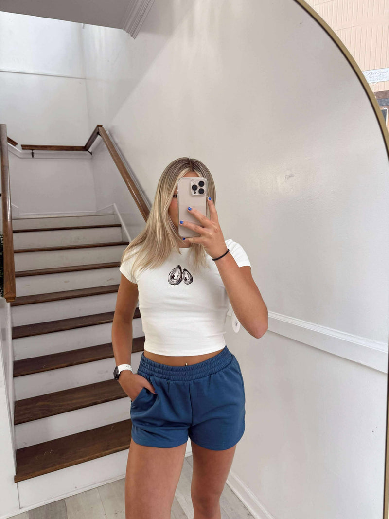 NAVY SCUBA ELASTIC WAISTBAND SHORTS