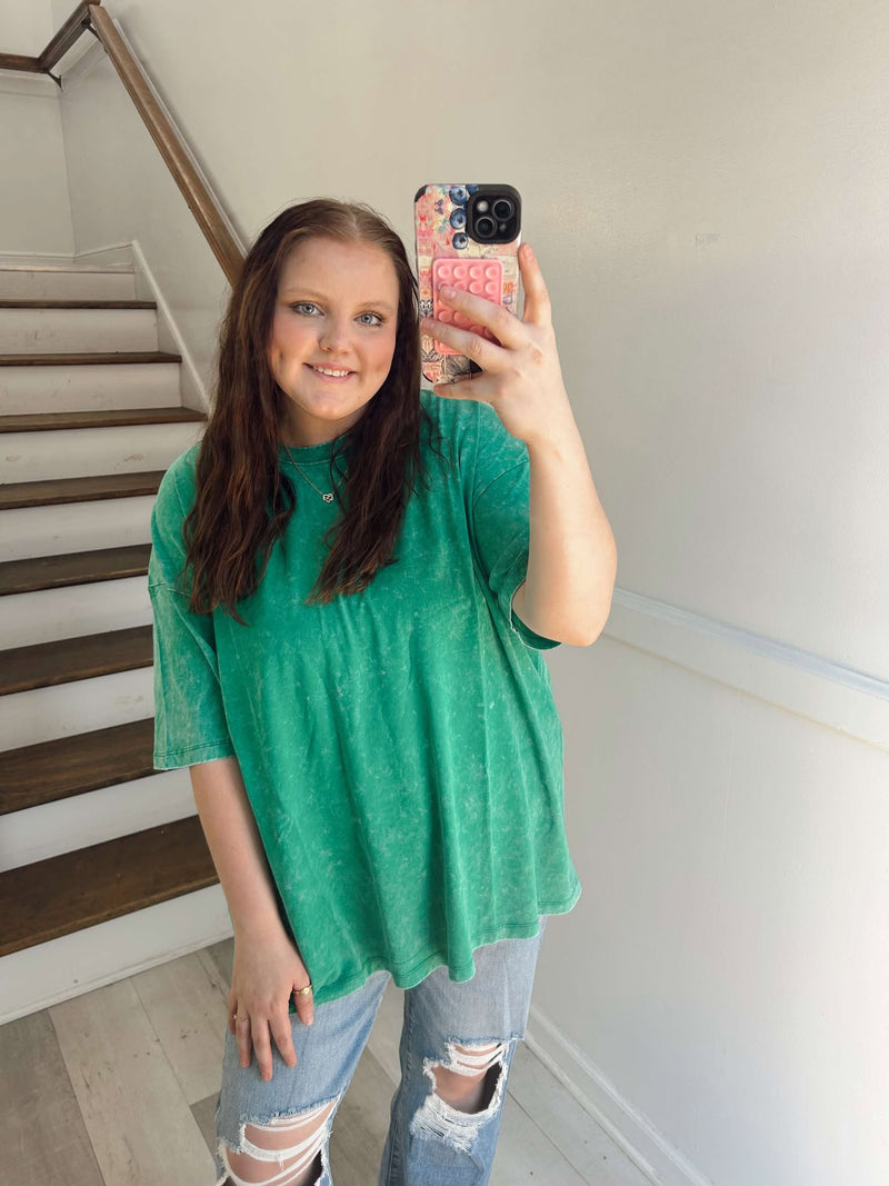 Lucky Green Acid Washed Tee