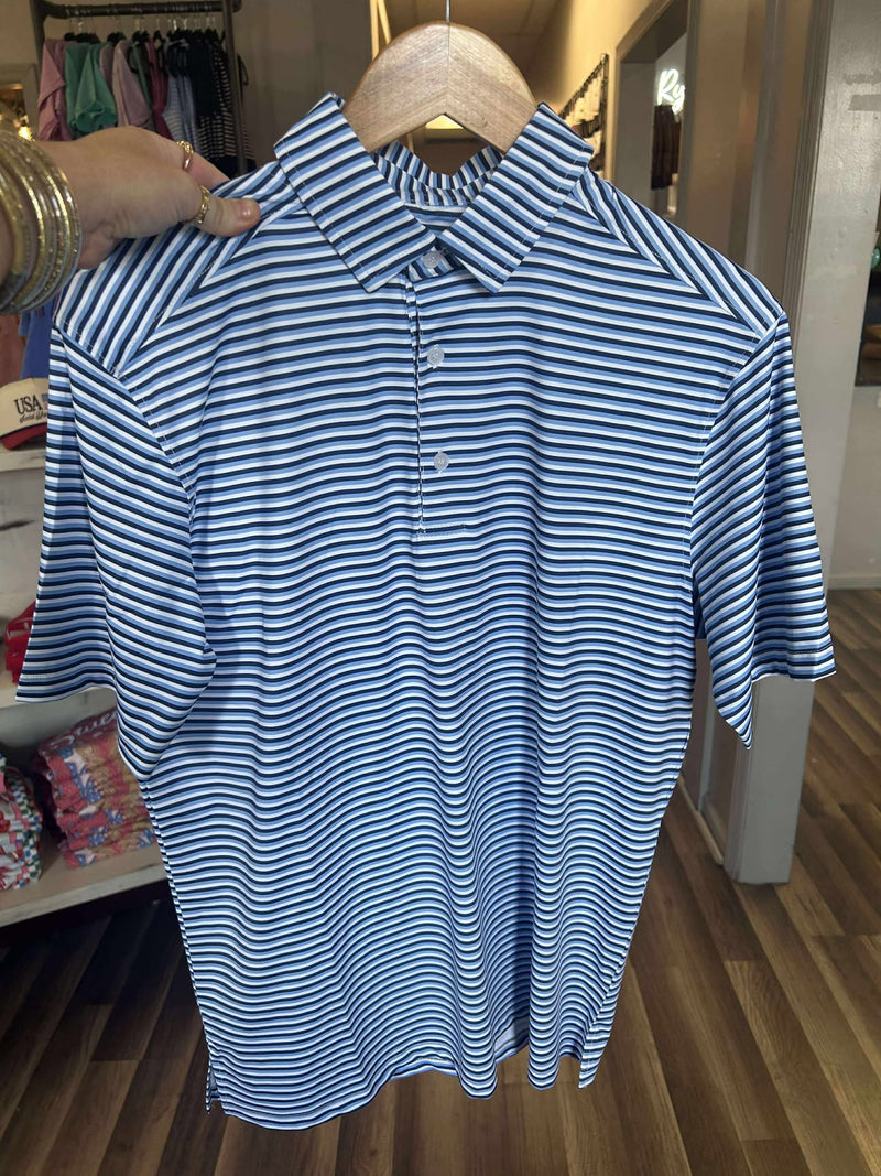 Navy White and Light Blue Polo