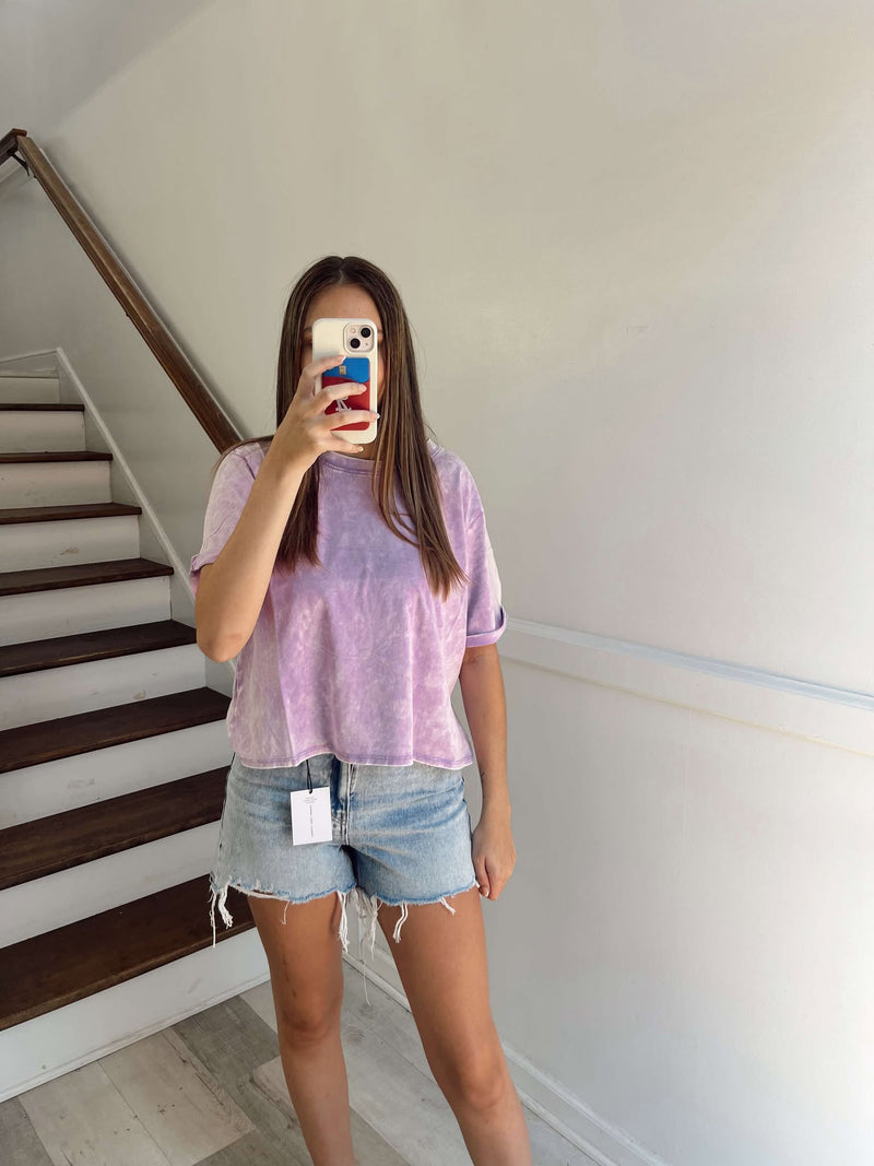 Lavender Acid Cropped Tee