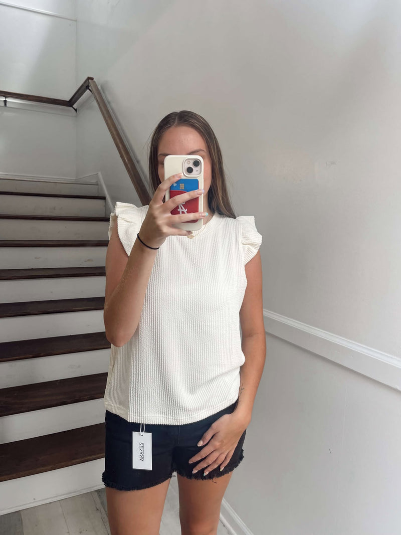 Ivory ruffle sleeve top