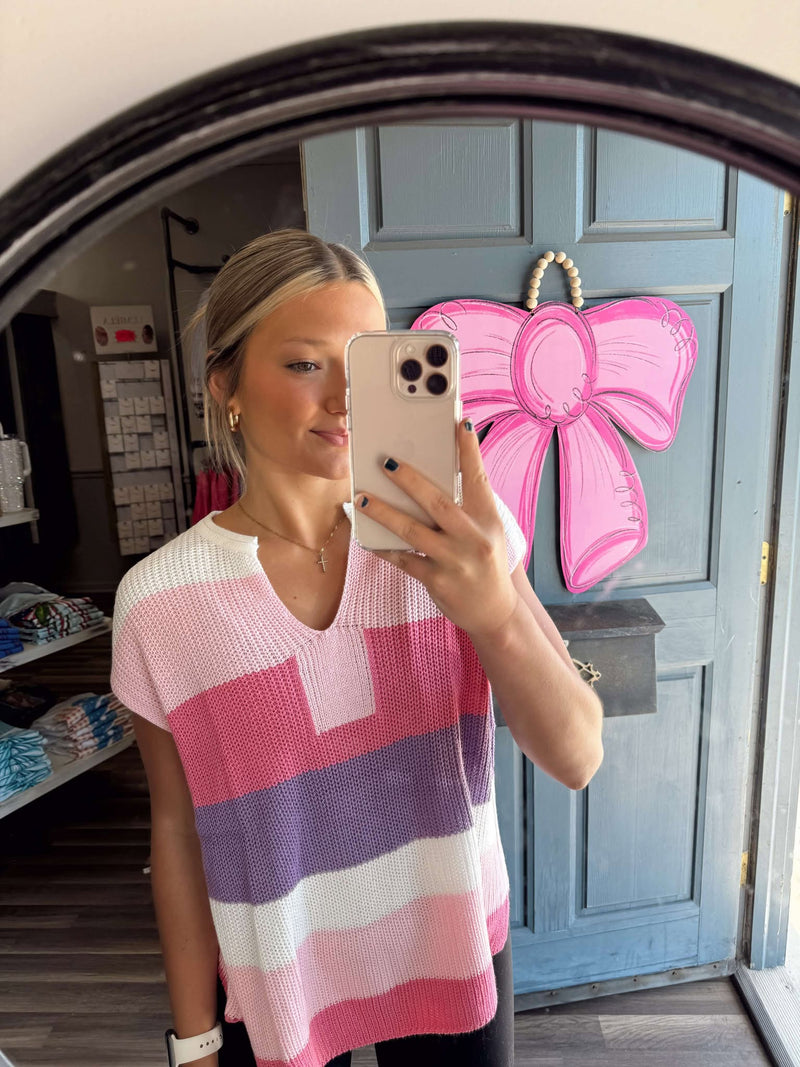 Color Block Knit Sweater Top