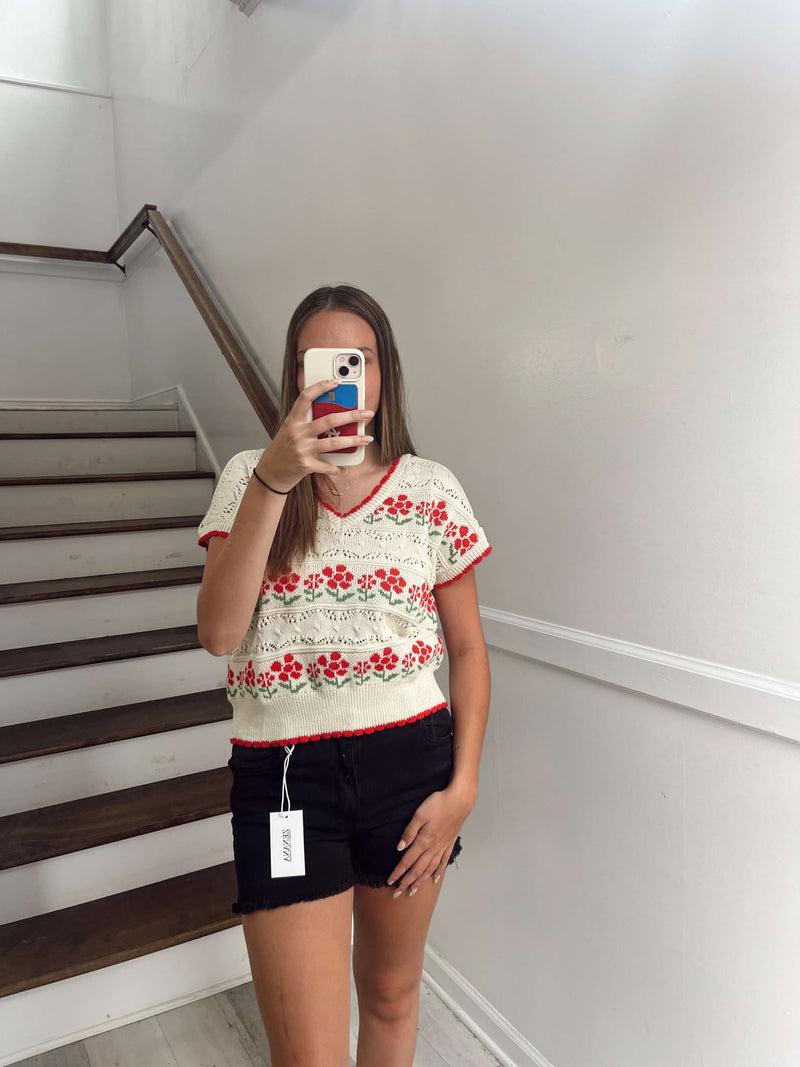 Floral Graphic Knit Sweater