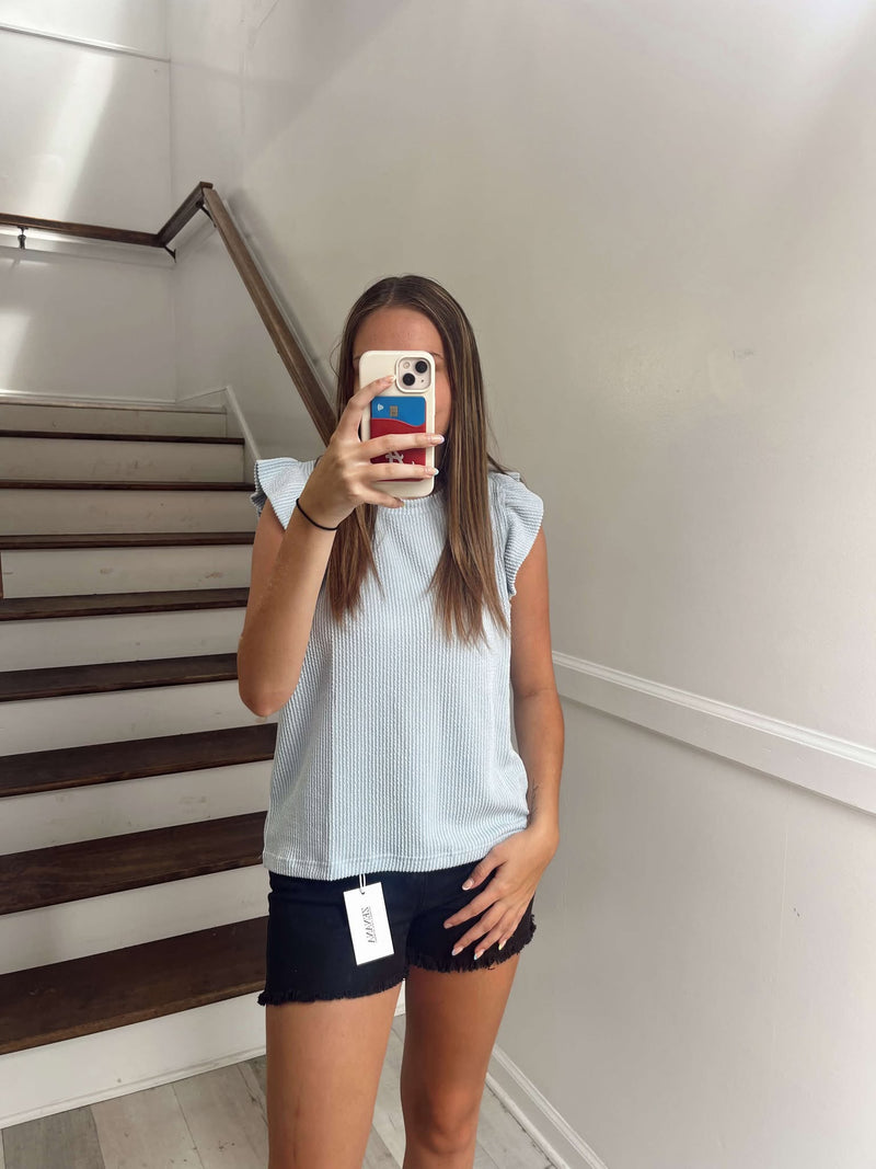 Ice ruffle sleeve top