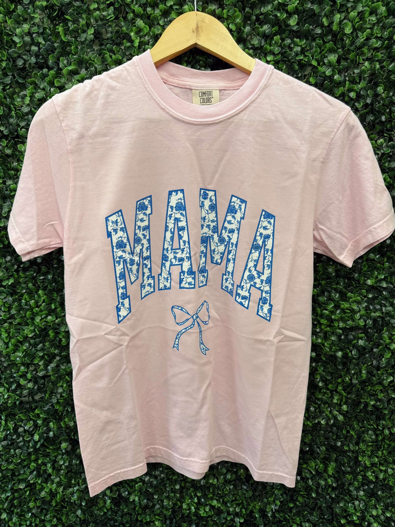 blue floral MAMA TEE
