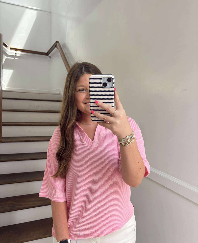 Blush collared tee
