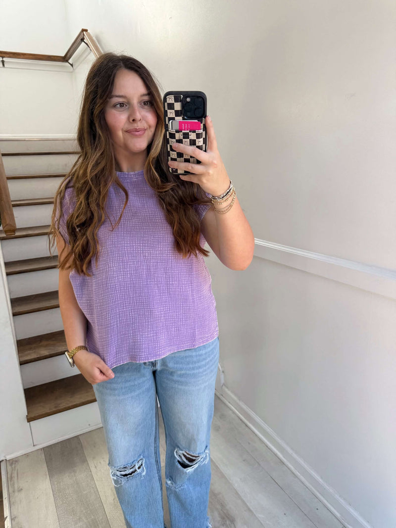lavender double gauzed top