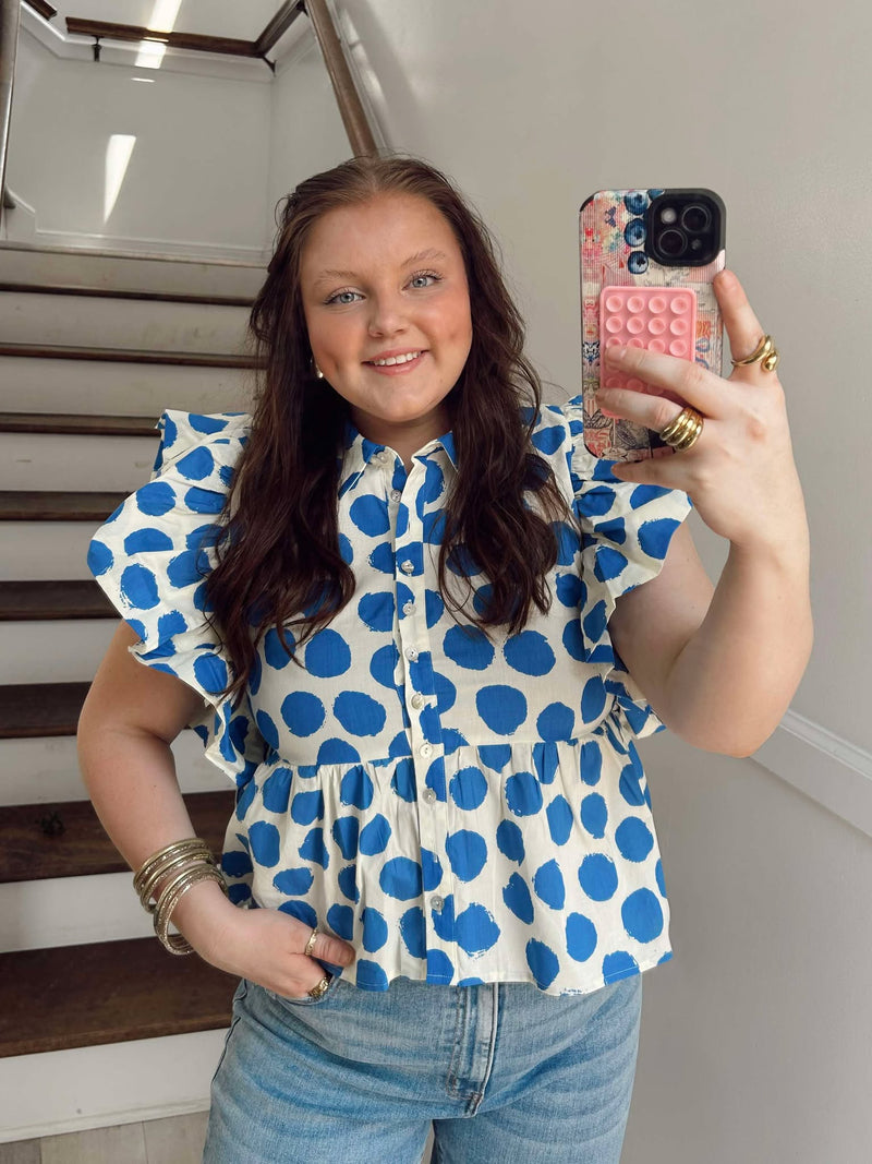 Polka dot peplum top