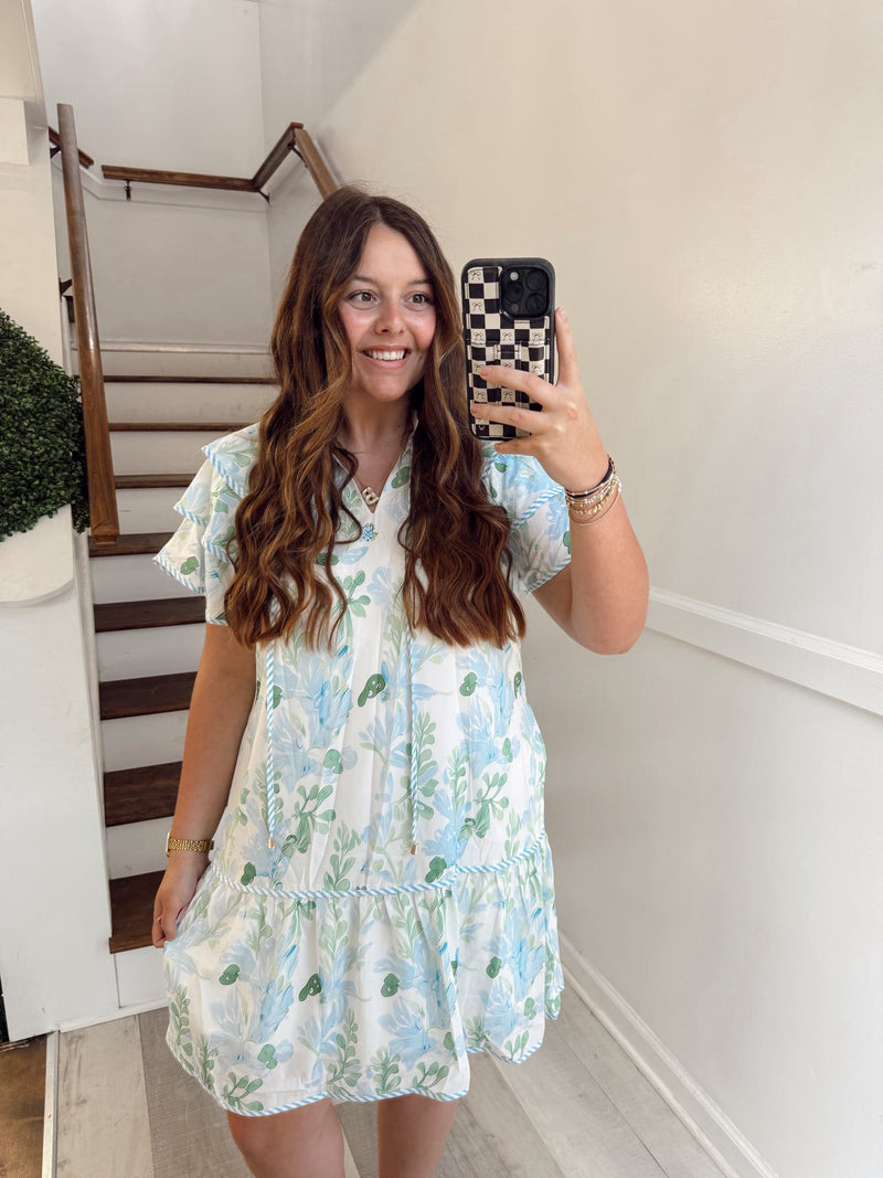 Blue Floral Layered Sundress