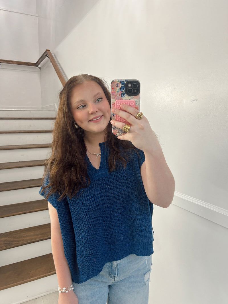 Blue Knitted Top
