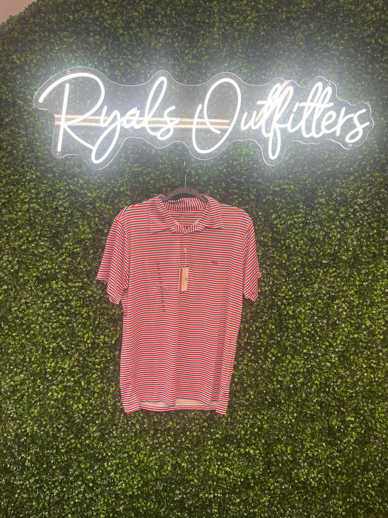 Red & blue striped polo