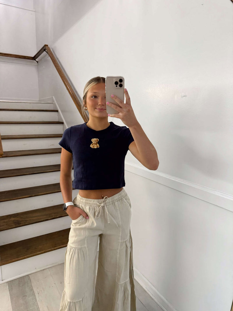 'bear' Embo Short Sleeve Round Neck Baby Tee