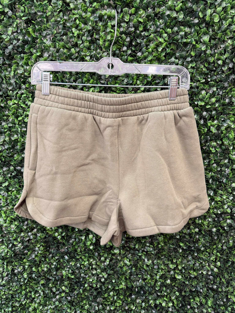 OLIVE GREEN SWEATSHORTS