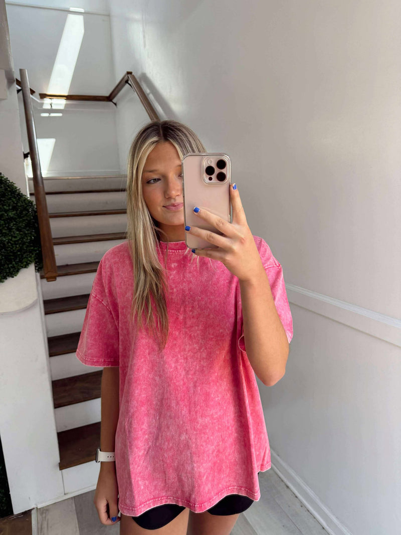 HOT PINK BOXY TEE
