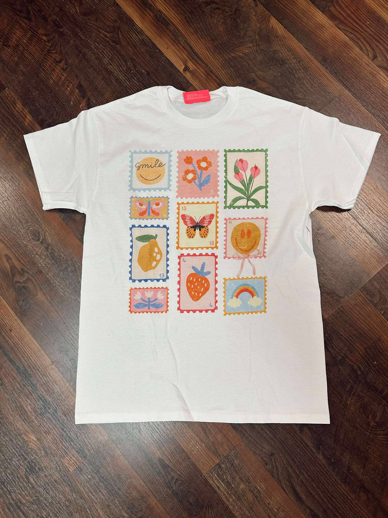 good vibes stamps oversized tee