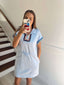 Baby Blue Half-Zip Drawstring Mini Dress