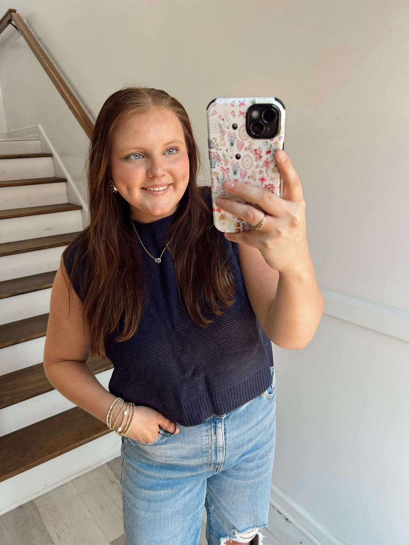 Navy Back Tie Sweater