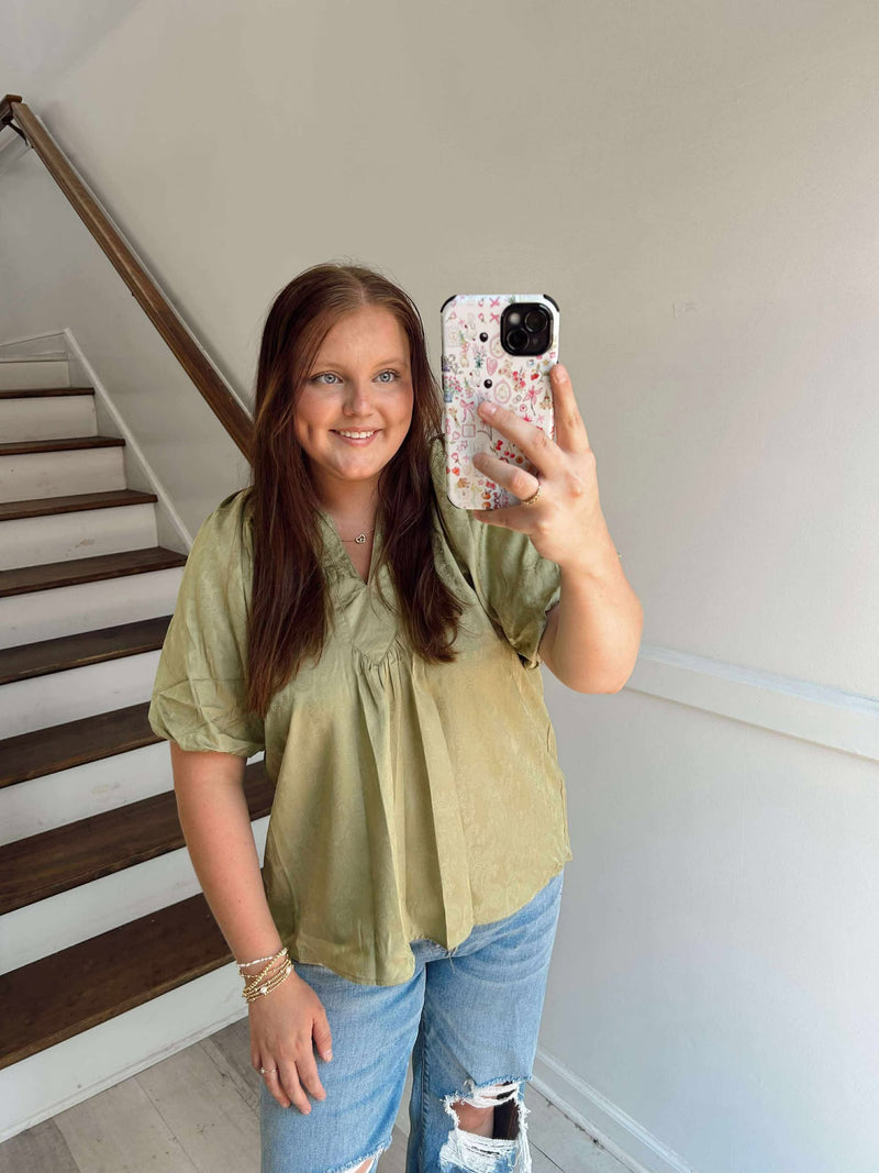 Sage Bubble Blouse
